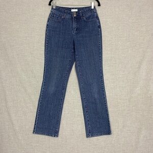 Christopher & Banks Jeans Mid Rise Baby Boot Blue Striated Denim Sz 4